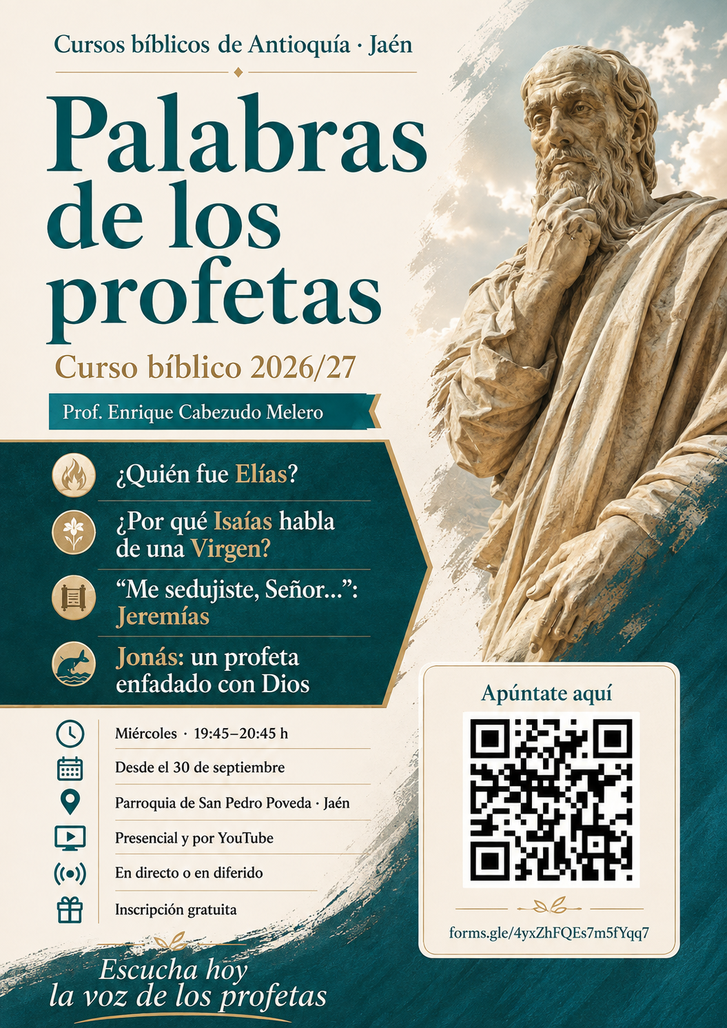Curso bíblico 2026/27: PALABRAS DE LOS PROFETAS